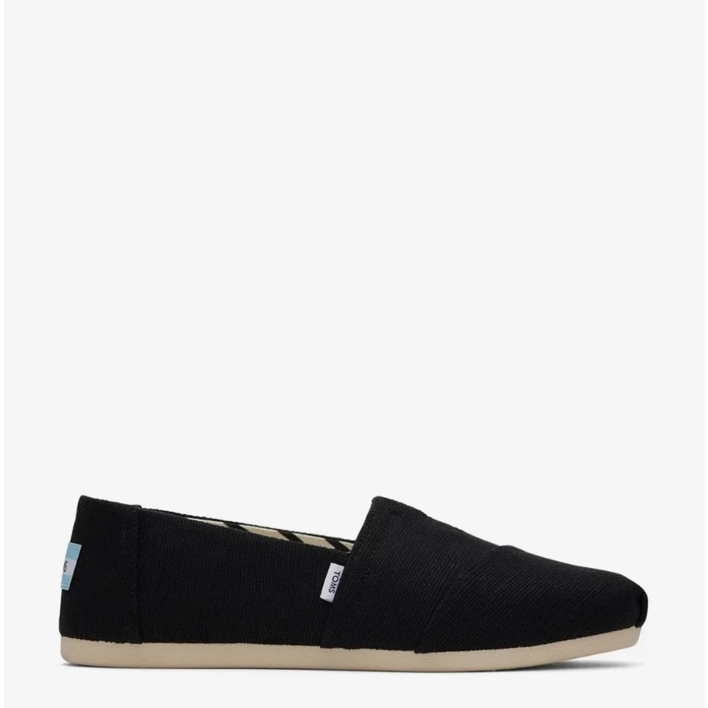 Toms Womens Alpargata Classic BLACK Canvas Slip-On Sneakers SZ 9 W